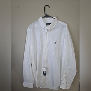 Ralph Lauren White Button-Down Oxford Shirt with Navy Pony